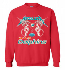 Metallica Miami Dolphins Logo Crewneck Sweatshirt - zezetee