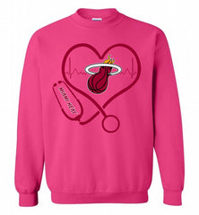 Nurse Heartbeat Love Miami Heat Crewneck Sweatshirt - zezetee