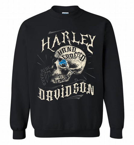 HARLEY DAVIDSON SKULL Detroit Lions Crewneck Sweatshirt - zezetee