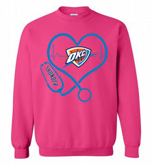 Nurse Heartbeat Love Oklahoma City Thunder Crewneck Sweatshirt - zezetee