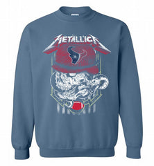 Metallica Skull Snake Houston Texans Crewneck Sweatshirt - zezetee