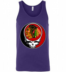 NHL TEAM CHICAGO BLACKHAWKS X GRATEFUL DEAD LOGO BAND Tank - zezetee