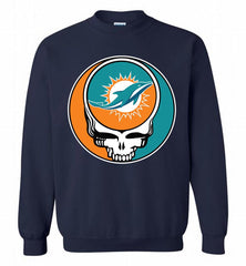 Miami Dolphins Grateful Dead Logo Band Crewneck Sweatshirt - zezetee