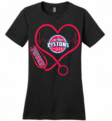Nurse Heartbeat Love Detroit Pistons Ladies Perfect - zezetee