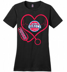 Nurse Heartbeat Love Detroit Pistons Ladies Perfect - zezetee