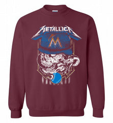 Metallica Skull Miami Marlins Logo Crewneck Sweatshirt - zezetee