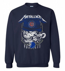 Metallica Skull Chicago Cubs Logo Crewneck Sweatshirt - zezetee