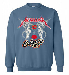 Metallica Calgary Flames Logo Crewneck Sweatshirt - zezetee