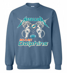 Metallica Miami Dolphins Logo Crewneck Sweatshirt - zezetee