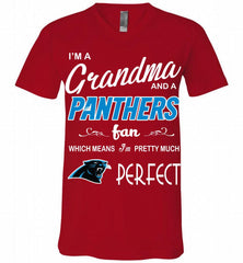 I'M A Grandma And A Carolina Panthers Fans I'm Pretty Much Perfect V-Neck Shirt - zezetee
