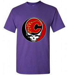 NHL TEAM CALGARY FLAMES X GRATEFUL DEAD LOGO BAND Shirt - zezetee