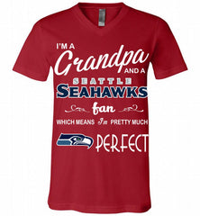 I'M A Grandpa And A Seattle Seahawks Pretty Much Perfect V-Neck Shirt - zezetee