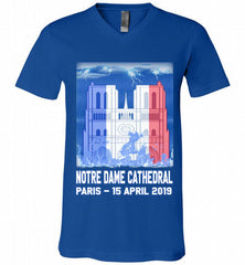 Notre Dame Cathedral in Paris on fire 15th april 2019 T-Shirt French Cathedral V-Neck Shirt - zezetee