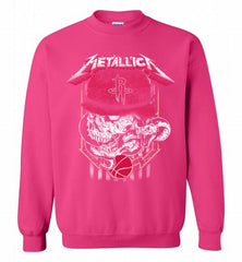 Metallica Skull Snake Houston Rockets Crewneck Sweatshirt - zezetee