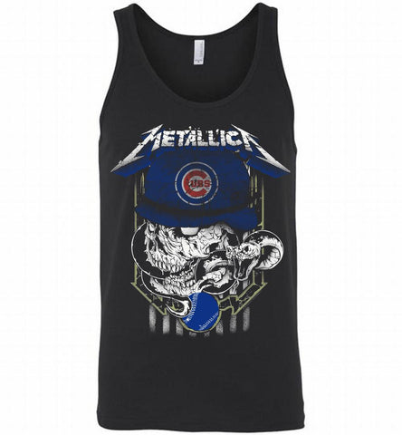 Metallica Skull Chicago Cubs Logo Tank - zezetee