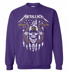 Metallica Snake Skull Vegas Golden Knights Logo Crewneck Sweatshirt - zezetee