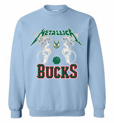 Metallica Milwaukee Bucks Logo Crewneck Sweatshirt - zezetee