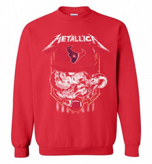 Metallica Skull Snake Houston Texans Crewneck Sweatshirt - zezetee