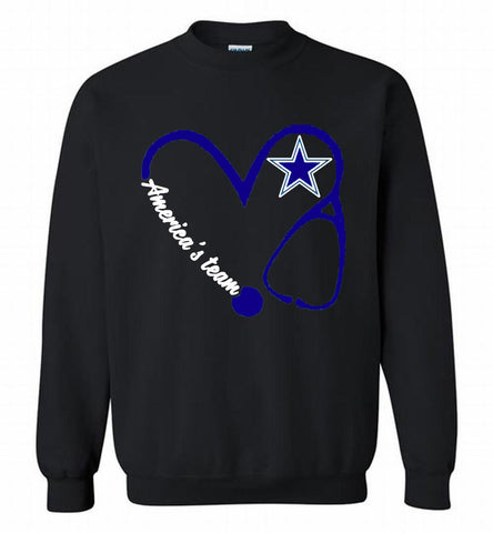 DALLAS COWBOYS NURSE LOVE AMERICA’S TEAM Crewneck Sweatshirt - zezetee