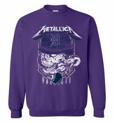 Metallica Skull Detroit Tigers Logo Crewneck Sweatshirt - zezetee