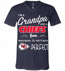 I'M A Grandpa And A Kansas City Chiefs Pretty Much Perfect V-Neck Shirt - zezetee