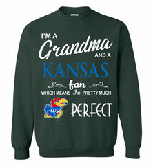 I'M A Grandma And A Kansas Jayhawks Fan Crewneck Sweatshirt - zezetee
