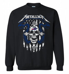 Metallica Snake Skull Buffalo Bills Logo Crewneck Sweatshirt - zezetee