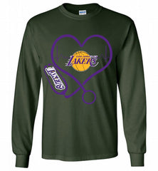 Nurse Heartbeat Love Los Angeles Lakers Gildan Long Shirt - zezetee
