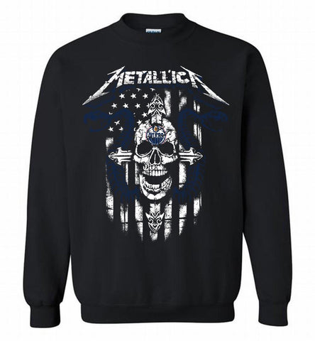Metallica Snake Skull Edmonton Oilers Logo Crewneck Sweatshirt - zezetee