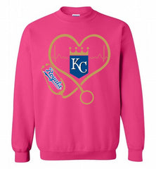 Nurse Heartbeat Kansas City Royals Crewneck Sweatshirt - zezetee