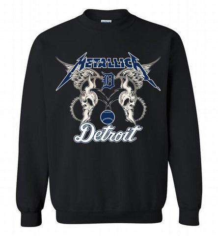Metallica Detroit Tigers Logo Crewneck Sweatshirt - zezetee