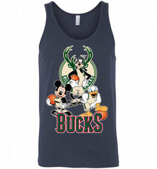 Mickey Goofy Donald Loves Milwaukee Bucks Basketball Fans Tank - zezetee