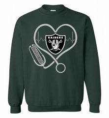 Nurse Heartbeat Oakland Raiders Crewneck Sweatshirt - zezetee