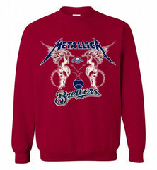 Metallica Milwaukee Brewers Logo Crewneck Sweatshirt - zezetee