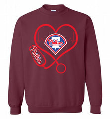 Nurse Heartbeat Philadelphia Phillies Crewneck Sweatshirt - zezetee