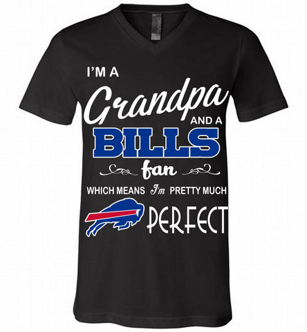 I'M A Grandpa And A Buffalo Bills Pretty Much Perfect V-Neck Shirt - zezetee