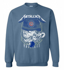 Metallica Skull Chicago Cubs Logo Crewneck Sweatshirt - zezetee