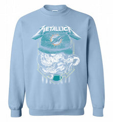 Metallica Skull Snake Miami Dolphins Crewneck Sweatshirt - zezetee