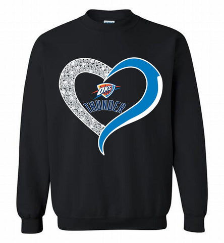 Oklahoma City Thunder In Diamond Heart Crewneck Sweatshirt - zezetee