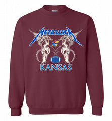 Metallica Kansas Jayhawks Logo Crewneck Sweatshirt - zezetee