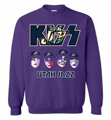 Kiss Utah Jazz Logo Crewneck Sweatshirt - zezetee