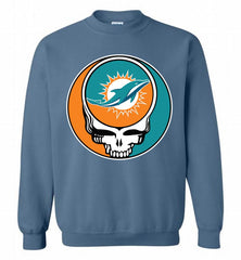 Miami Dolphins Grateful Dead Logo Band Crewneck Sweatshirt - zezetee