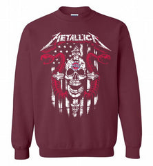 Metallica Snake Skull Detroit Pistons Logo Crewneck Sweatshirt - zezetee