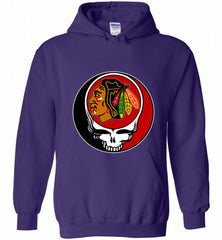 NHL TEAM CHICAGO BLACKHAWKS X GRATEFUL DEAD LOGO BAND Hoodie - zezetee