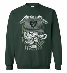 Metallica Skull Snake Oakland Raiders Crewneck Sweatshirt - zezetee