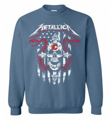 Metallica Snake Skull Calgary Flames Logo Crewneck Sweatshirt - zezetee