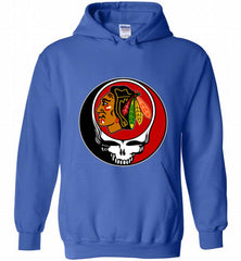NHL TEAM CHICAGO BLACKHAWKS X GRATEFUL DEAD LOGO BAND Hoodie - zezetee
