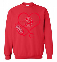 Nurse Heartbeat Love Atlanta Hawks Crewneck Sweatshirt - zezetee