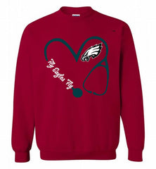 PHILADELPHIA EAGLES LOVE NURSE FLY EAGLES FLY Crewneck Sweatshirt - zezetee