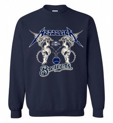Metallica Milwaukee Brewers Logo Crewneck Sweatshirt - zezetee